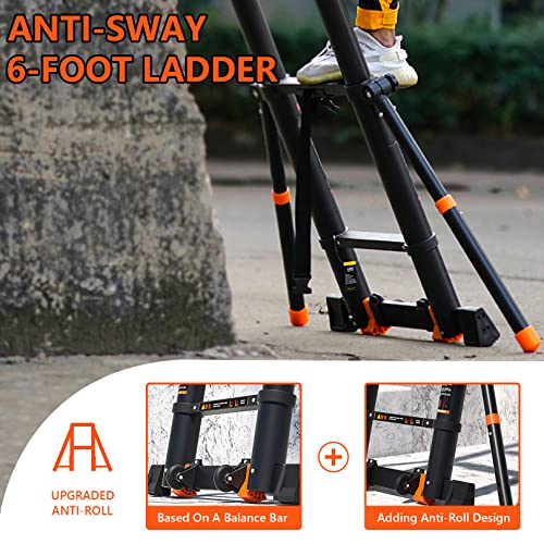 Telescoping Ladder with Stabilizers, 330lbs Capacity, Collapsible for Home Outdoor k7