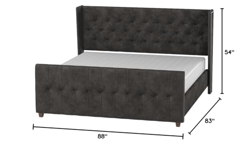 Queen Upholstered Bed Frame Silver Gray a7