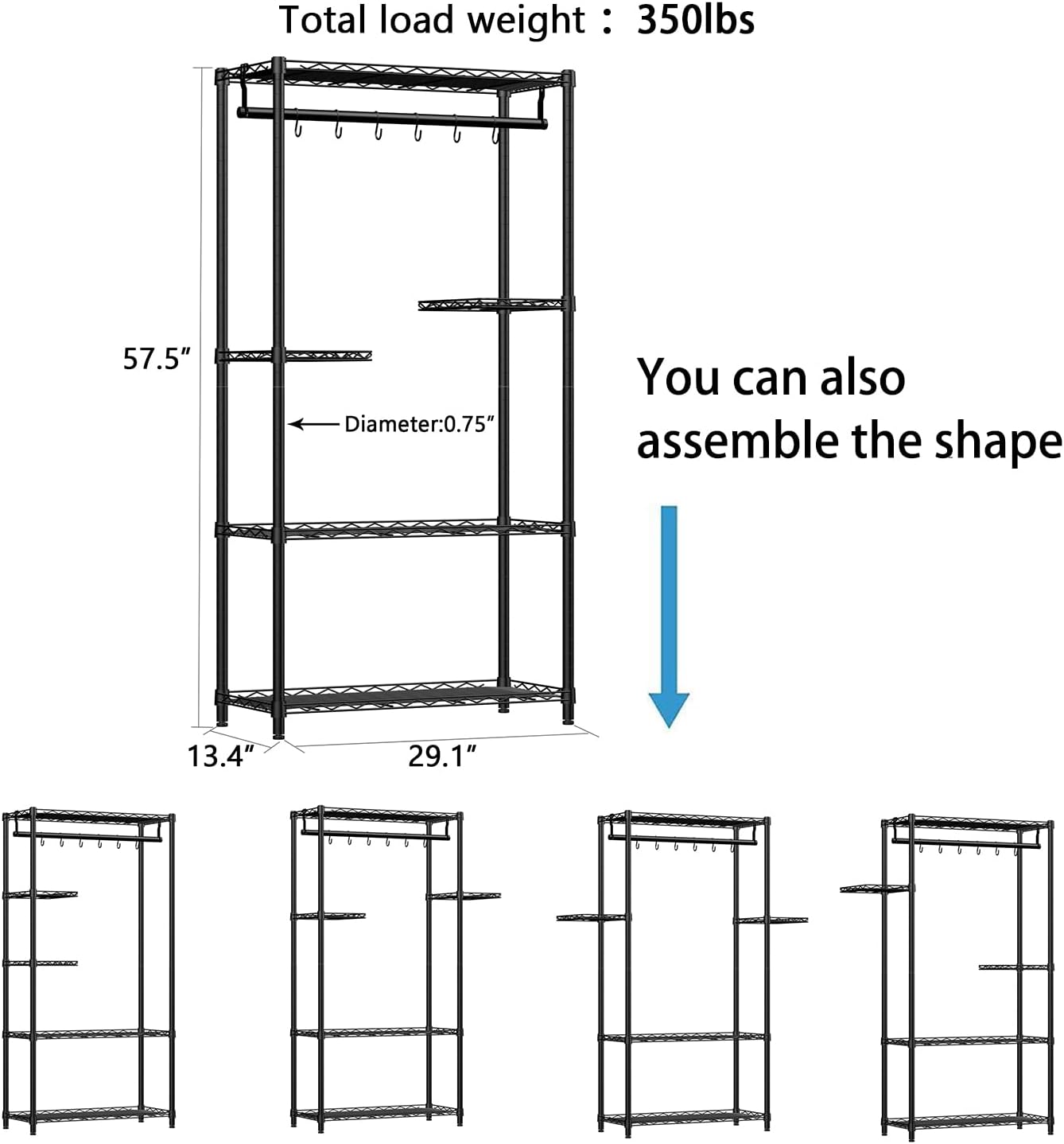 5-Tier Plant Stand Indoor Outdoor Black a7