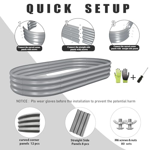 Galvanized Raised Garden Bed Kit Oval Metal Planter Box Outdoor a7