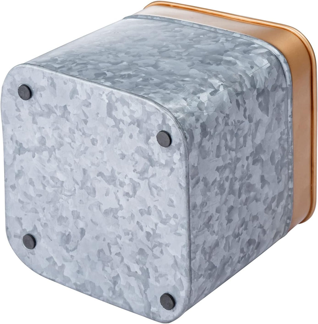 Galvanized Metal Square Flower Planter Pot with Copper Rim a7
