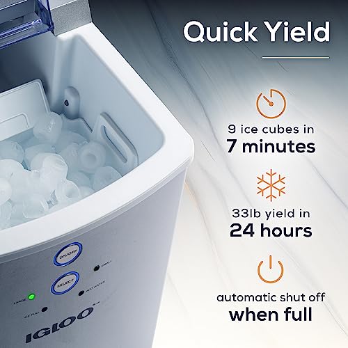 Electric Countertop Ice Maker Machine Portable 33lbs 24h Stainless Steel A7