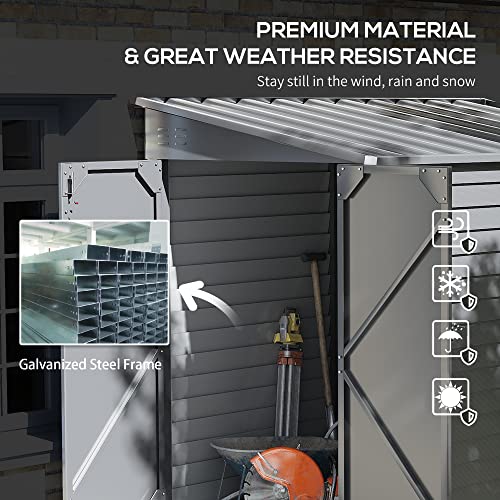 Steel Outdoor Storage Shed with Lockable Doors Gray 7k