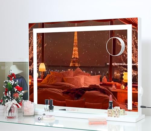 Lighted Vanity Mirror with Dimmable LED Modes, Wall-Mounted & Tabletop, USB Port 7k