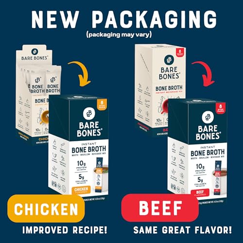 Bone Broth Instant Powdered Beverage Mix, Chicken & Beef Variety Pack 32 Sticks a7