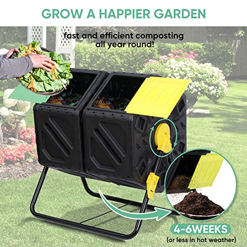 Compost Tumbler for Garden Outdoor, 37 Gallon, Black k7