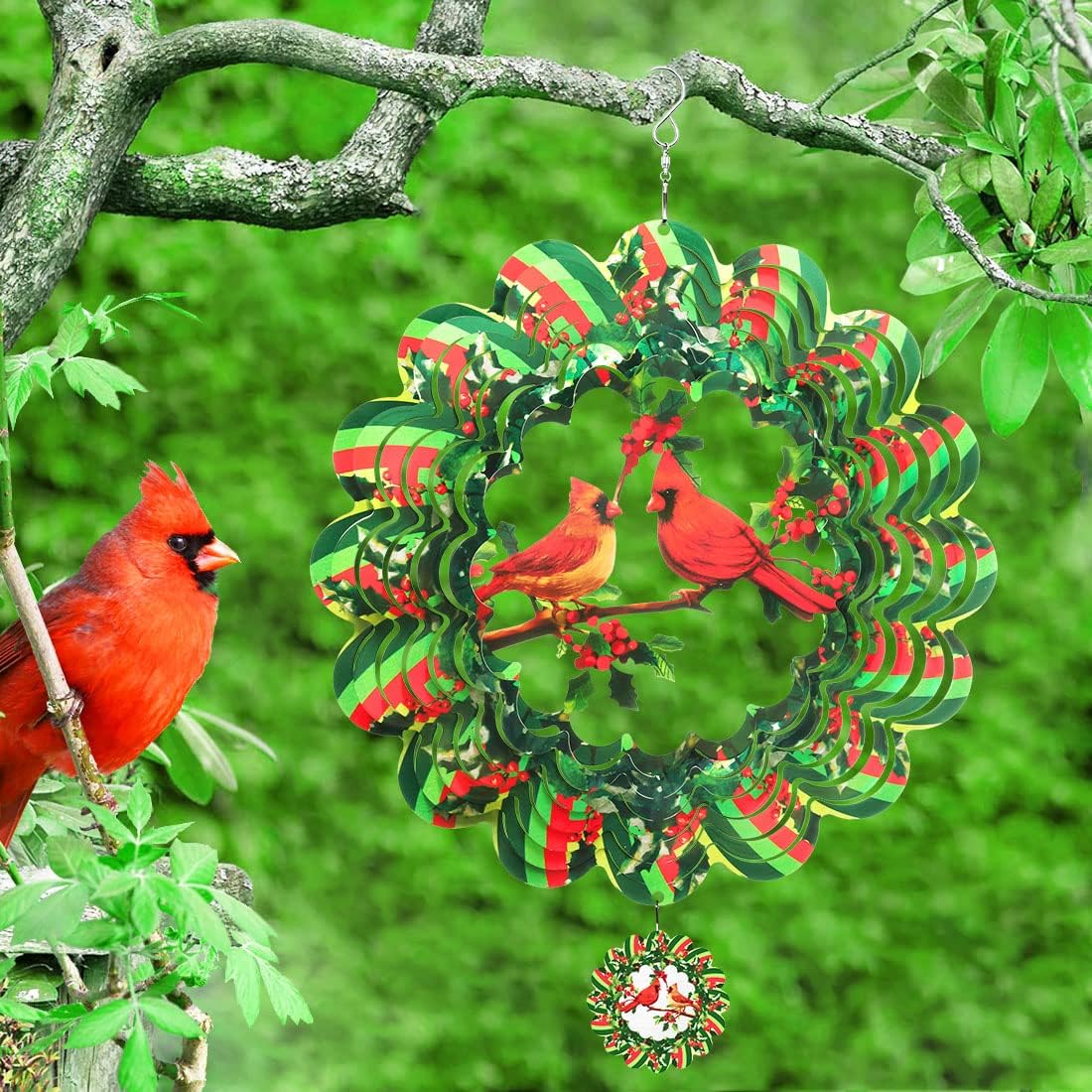 Green 3D Wind Spinner Outdoor Garden Art h7