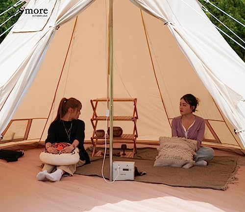 Canvas Bell Tent with Stove Jack, 4 Season Camping for 3-6 Person A7