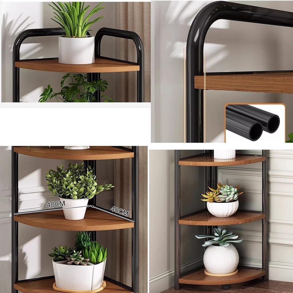 5 Tier Wood Plant Stand Corner Metal Flower Rack 7k