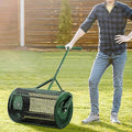 Lawn & Garden Spreader with Upgraded Side Clasps - 24" x 17" Inch Peat Moss Spreader and Compost Spreader - Heavy Duty Metal Mesh Basket Push Spreader,Green