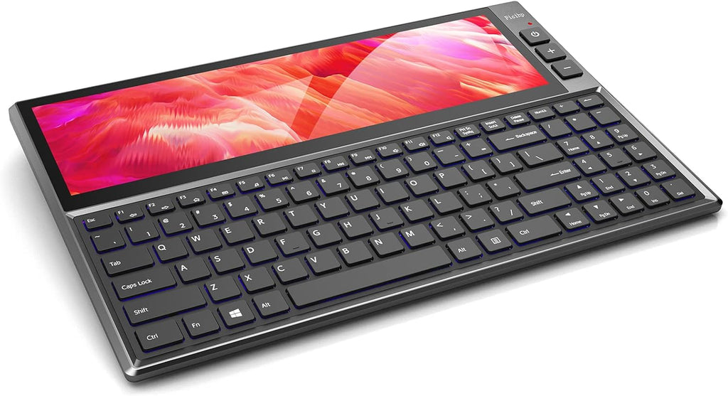 Ficihp Mechanical Keyboard, Built-in 12.6 Inch Touchscreen, Compact 71 Keys RGB LED Backlit N-Key Multifunctional Split Screen Keyboard for Mac Windows Android - Black