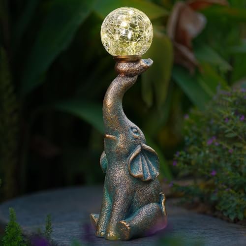 Solar Angel Statue with Cracked Glass Ball Ornament k7p