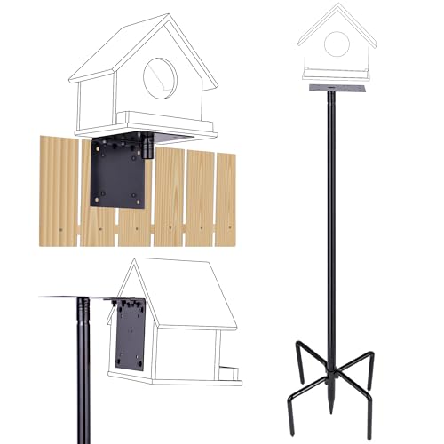 Ottsuls Bird Feeder Pole, 109 Inch Heavy Duty Bird House Pole Kit for Outdoors, with 5-Prong Base Feeding Station for Wild Birds Watching, Adjustable Bird Feeder Stand (Bird House Not Included)