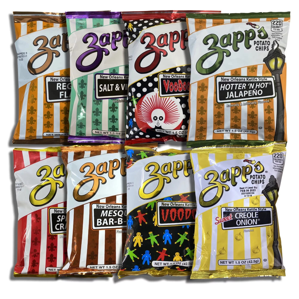 New Orleans Kettle Style Potato Chips 8 Flavor Variety Pack | Voodoo, Mesquite BBQ, Cajun Crawtator, Jalapeno, Gator Dill, Voodoo Heat, Original, Salt & Vinegar - Curated Treasures Market