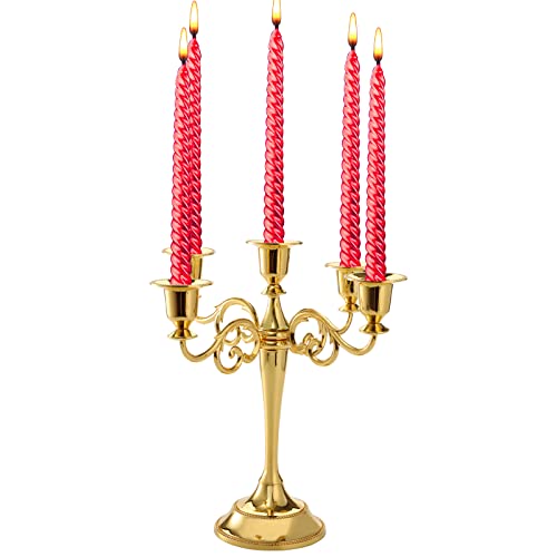 Gold 5 Arms Candelabra Metal Tall Holder for Pillar Candles A7