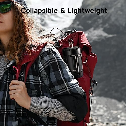 Collapsible LED Camping Lantern USB Rechargeable 2-in-1 Emergency Light with Flashlight, Black k7