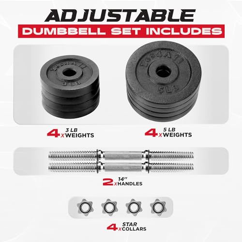 Adjustable Dumbbell Set with Weight Plates 4x