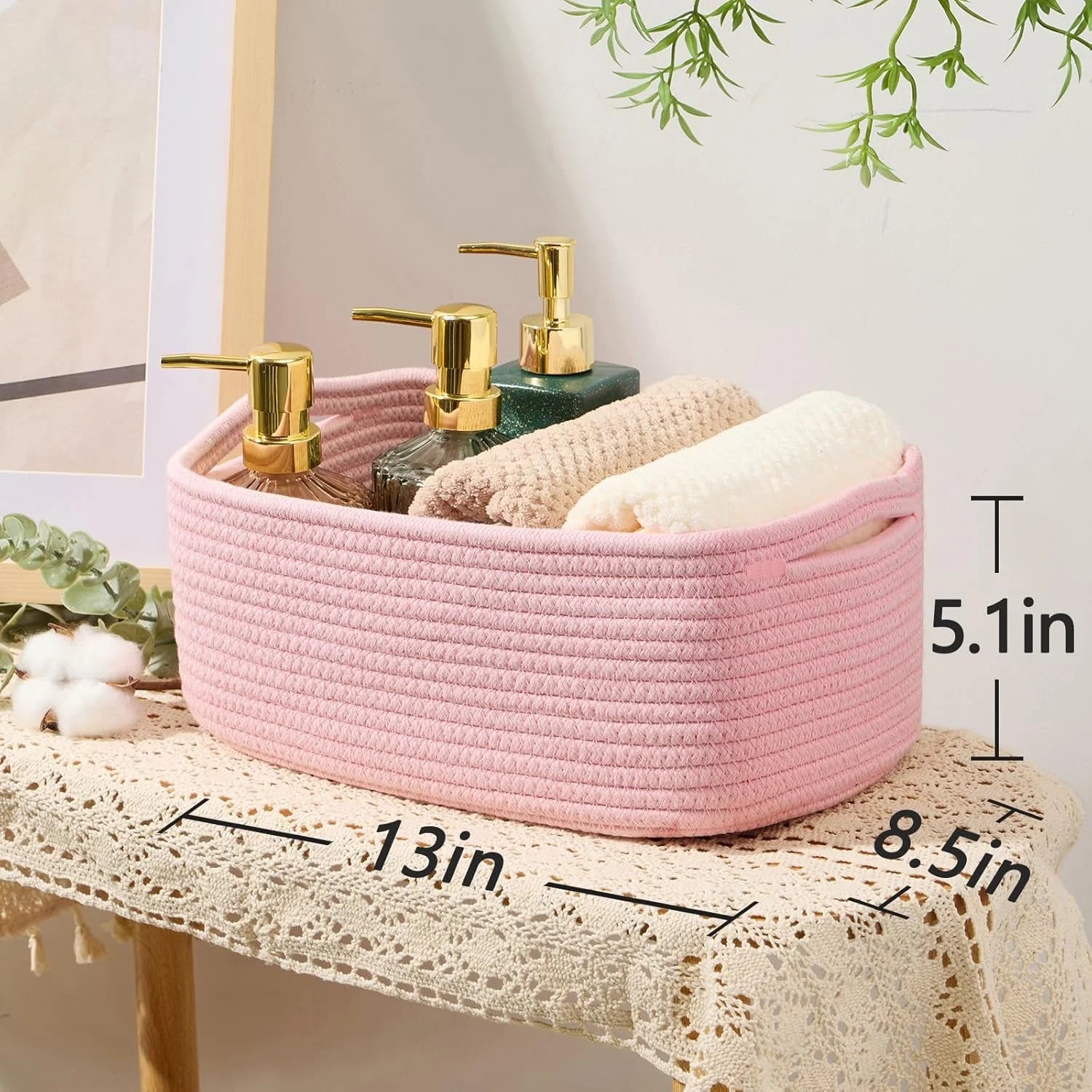 Small Storage Baskets for Organizing 3 Pack Light Pink 7k