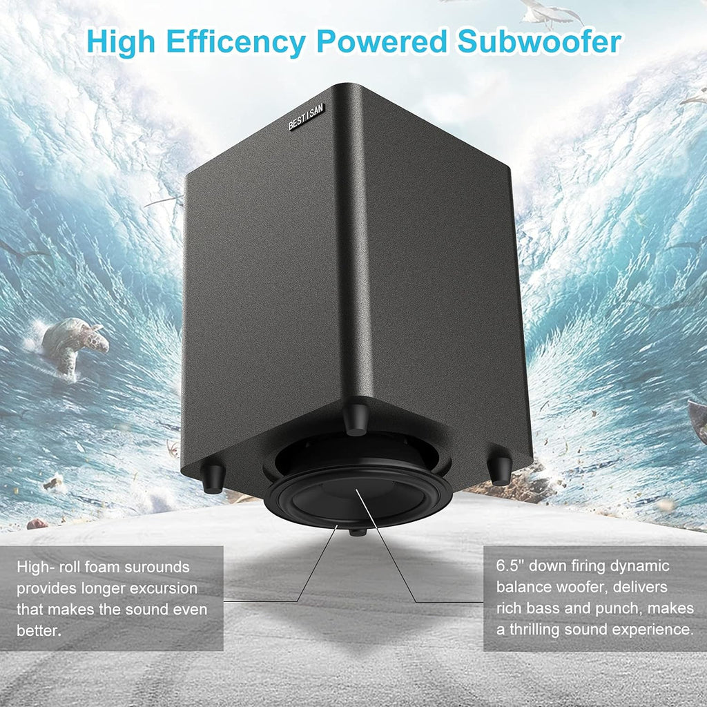 Powered Subwoofer for Home Theater, Deep Bass, Compact Size 7k