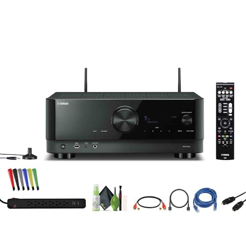 Yamaha RX-V4A 5.2-Channel Surround Sound Network AV Receiver with MusicCast Built-in Wi-Fi and Bluetooth Streaming Home Theater System Bundle with Accessories