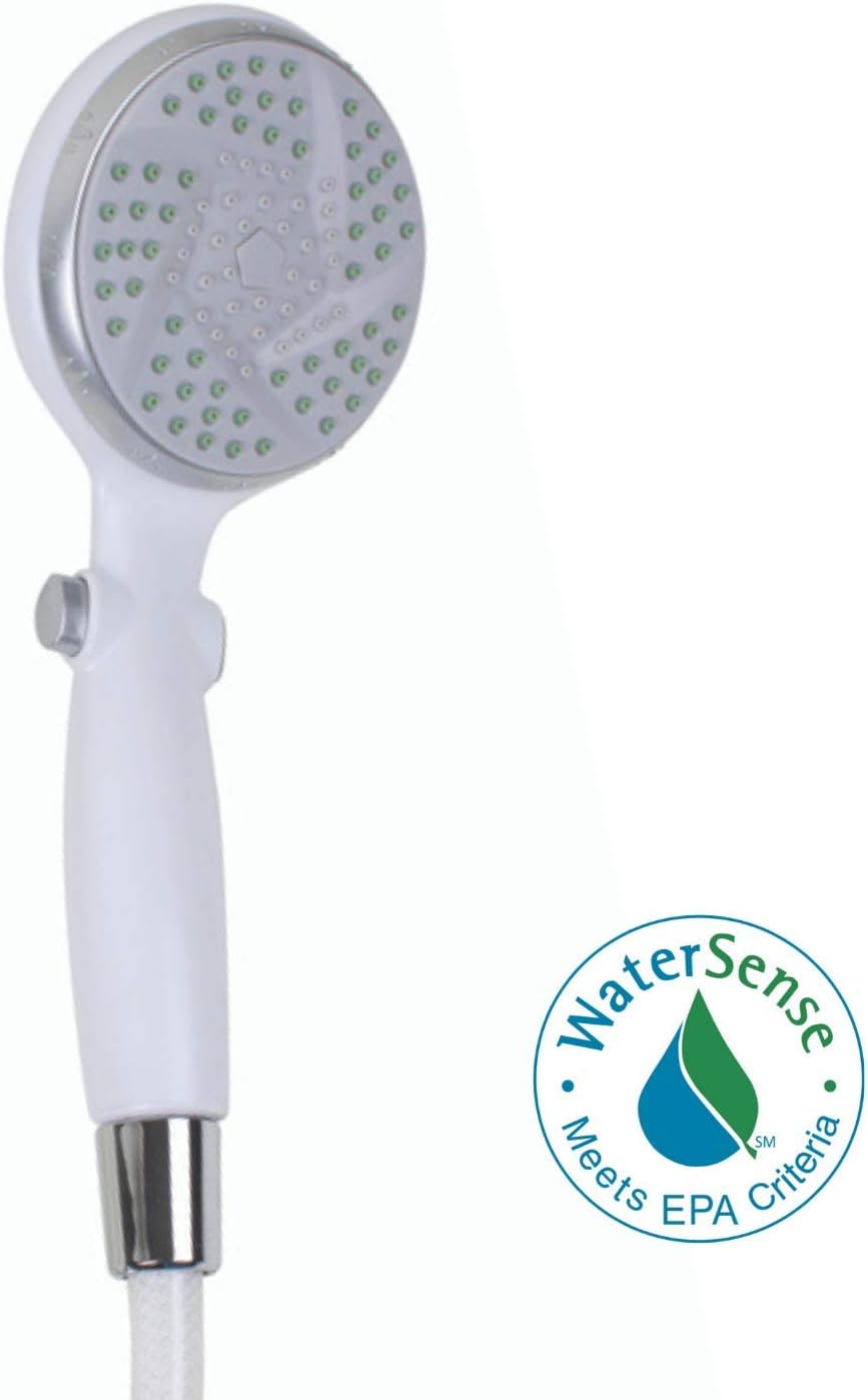 Handheld Shower Head with 84" Flexible Hose and Pause Function White k7