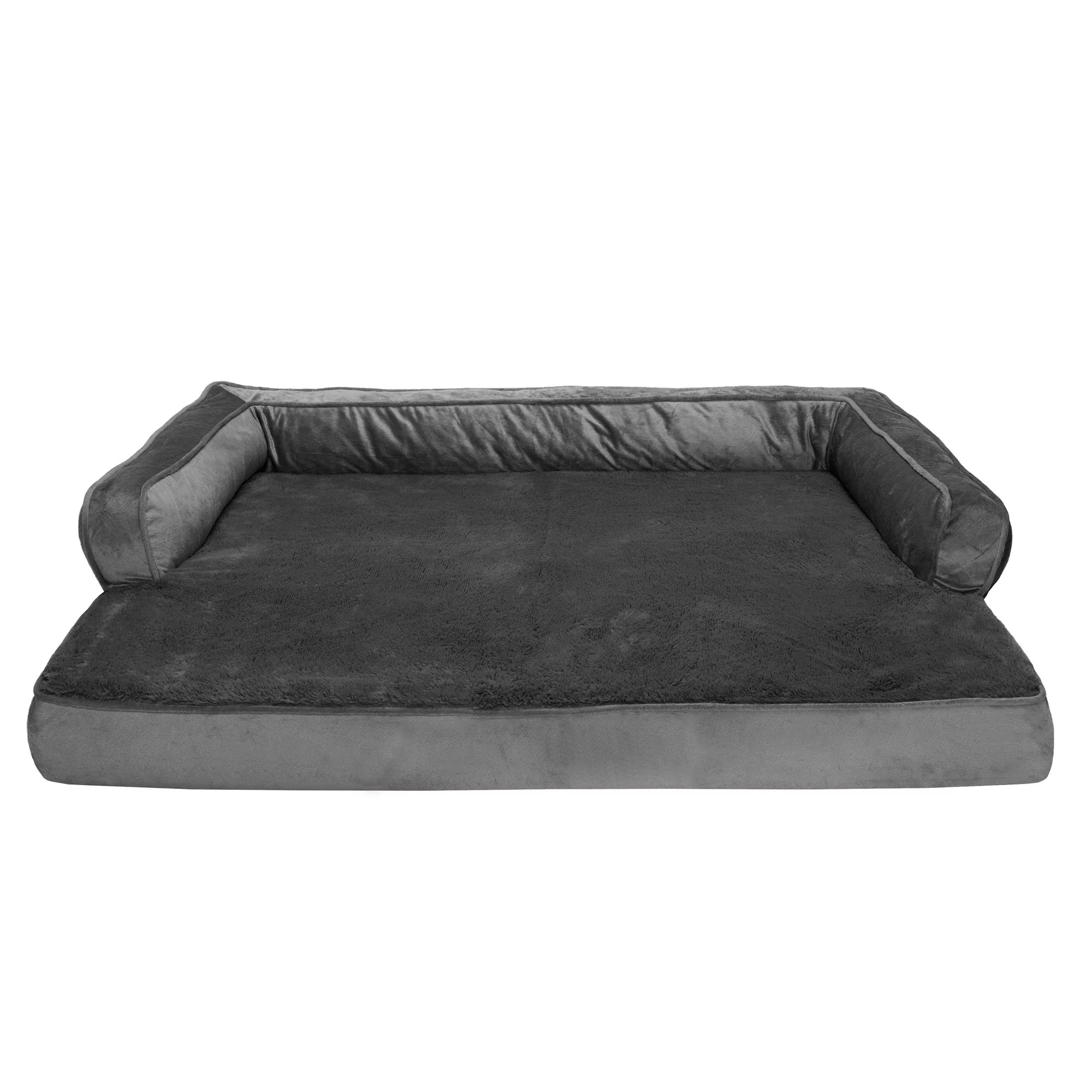 Plush Orthopedic Sofa Pet Bed for Dogs & Cats Dark Gray Jumbo k7