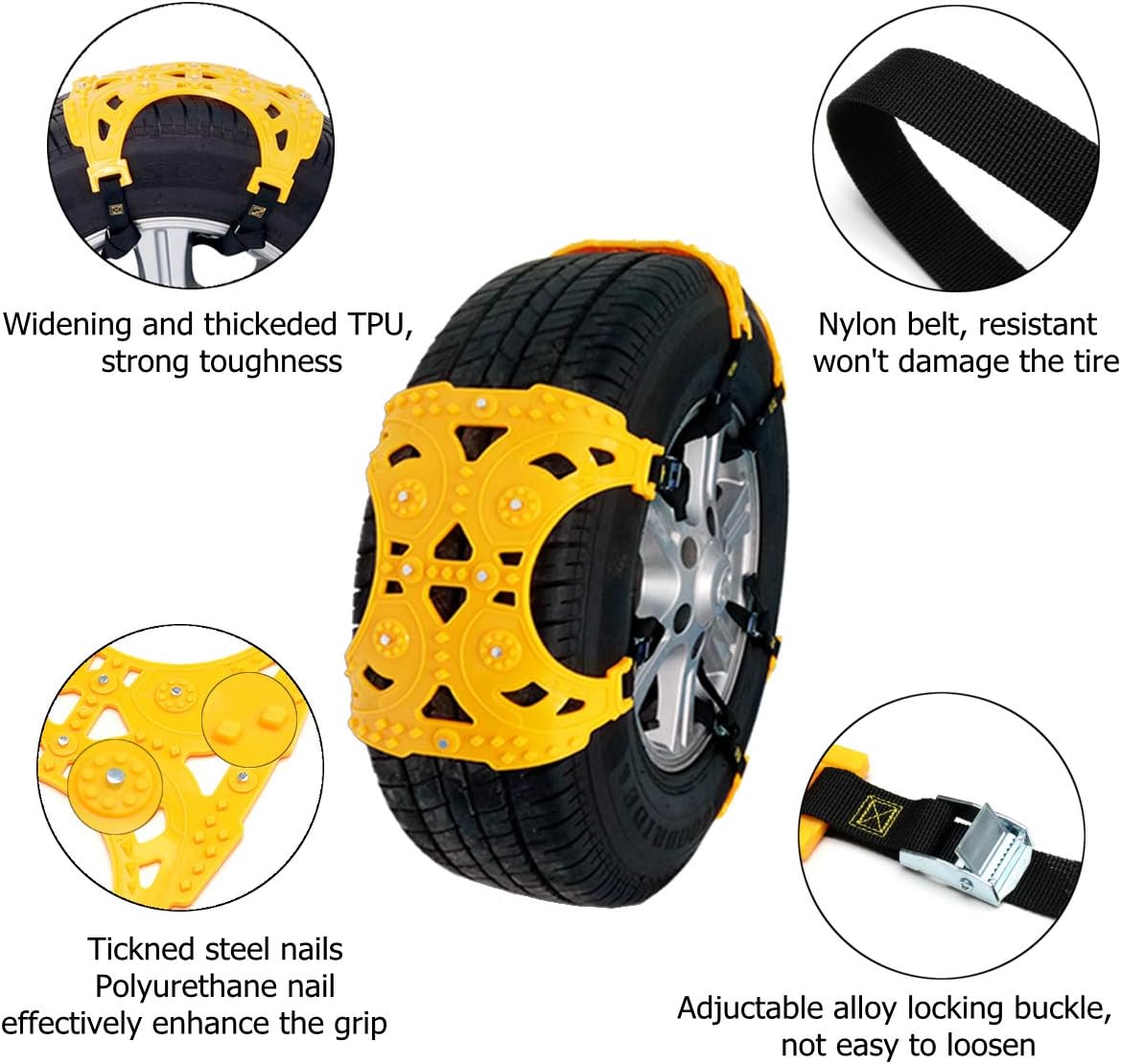 Tire Snow Chains Anti-Skid for Car SUV Pickup 6 Pack k7