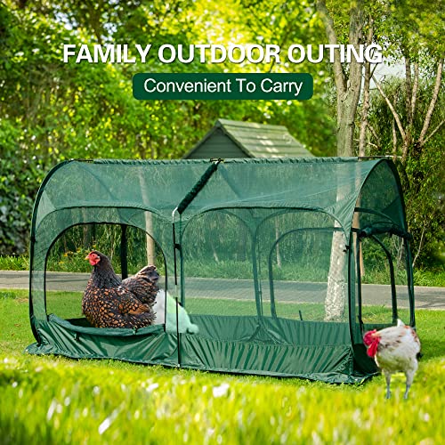 Portable Chicken Run Pop-Up Pen Outdoor Gardening Net 3 Doors a7