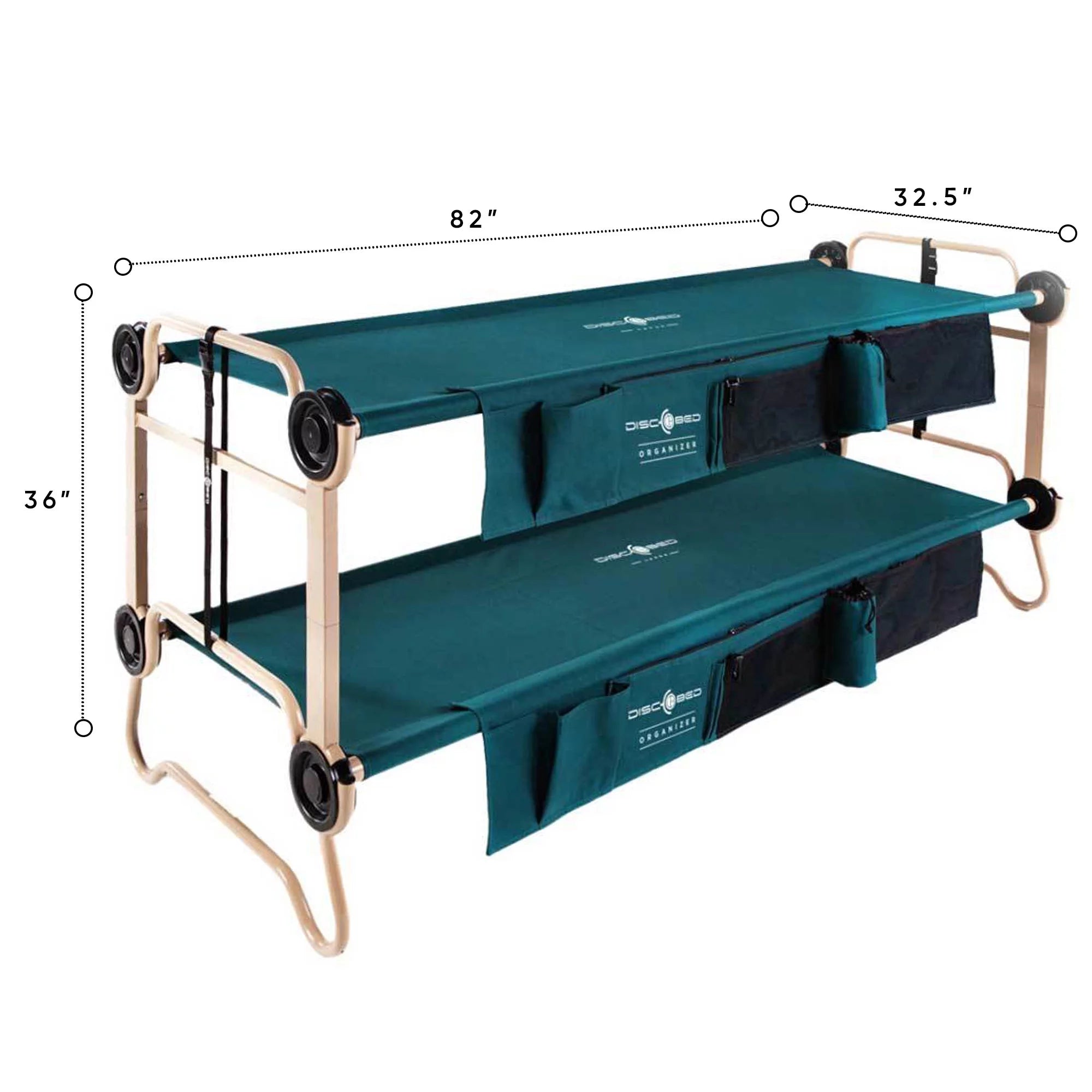 Large Double Cot with Storage Organizers, Green k7