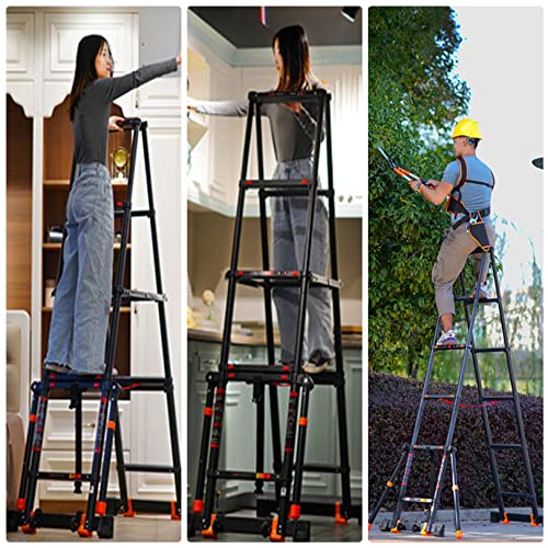 Telescoping Ladder with Stabilizers, 330lbs Capacity, Collapsible for Home Outdoor k7
