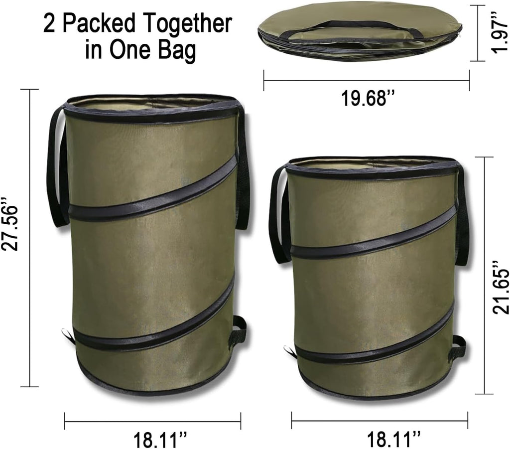 Foldable Garden Leaf Bag 2 Pack 24 30 Gallon Pop-Up Reusable Yard Waste Bags a7