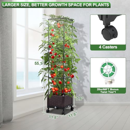 Garden Bed Planter Box with Trellis 63in Tomato Cage a7