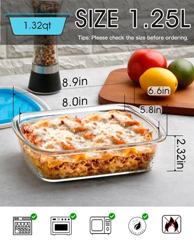 3 QT Rectangle Glass Baking Dish with Lid 9x11 Inch Oven Pan k7