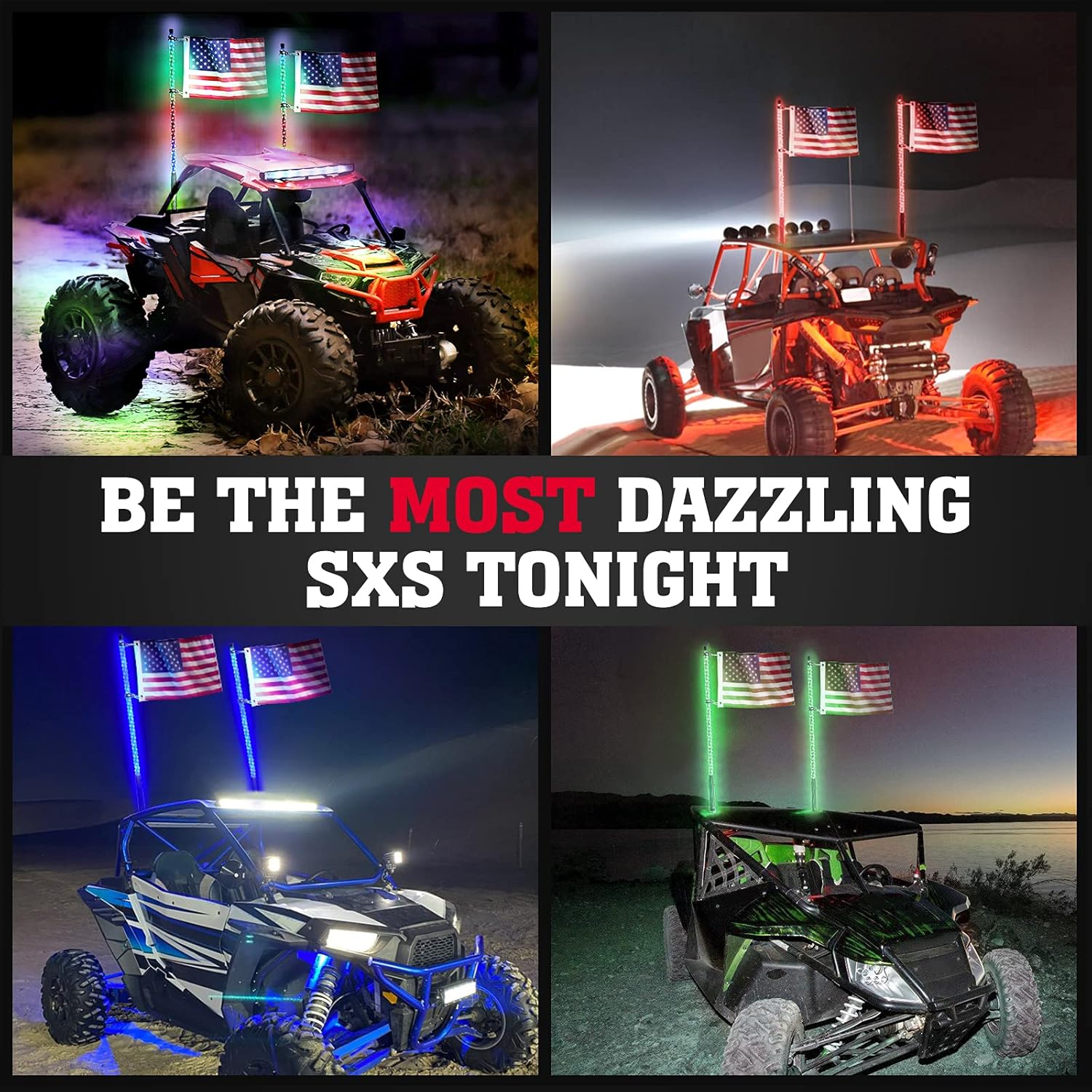 LED Whip Lights for UTV ATV Bluetooth, 366 Modes Spiral RGB, 2pcs 3ft a7