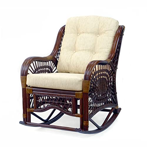 Wicker Rattan Lounge Chair with Cream Cushion Indoor K7m