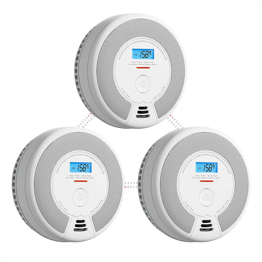 Smoke and CO Detector Alarm with LCD Display, 5-Pack k7