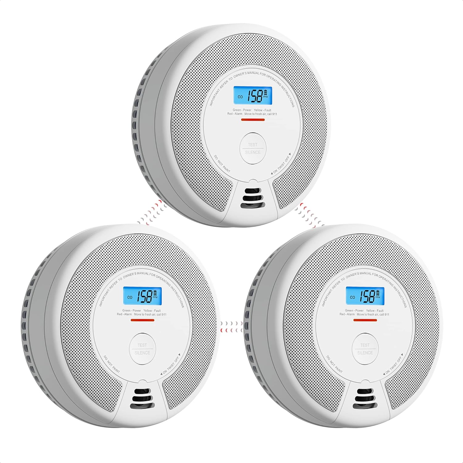 Smoke and CO Detector Alarm with LCD Display, 5-Pack k7