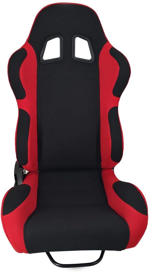 Racing Bucket Seats for Car Pair Double Slide Track Black Red A7