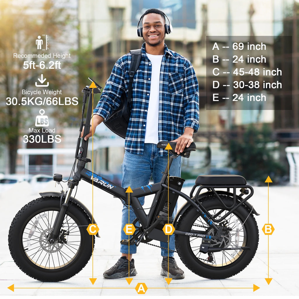 Folding Electric Bike 750W Fat Tire 48V 13Ah Full Suspension Ebike a7