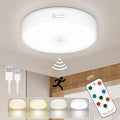TOOWELL Battery Ceiling Light Motion Sensor with Remote, Rechargeable Motion Sensor Ceiling Light Battery Operated Closet Light for Closet Bathroom Laundry Stairs Garage Porch Shed - 2 Pack