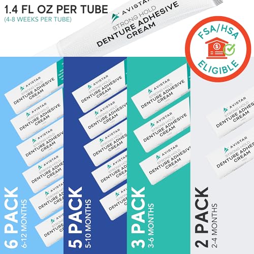 Denture Adhesive Cream, 12 Hour Hold, Mint Flavor 6 Pack a7