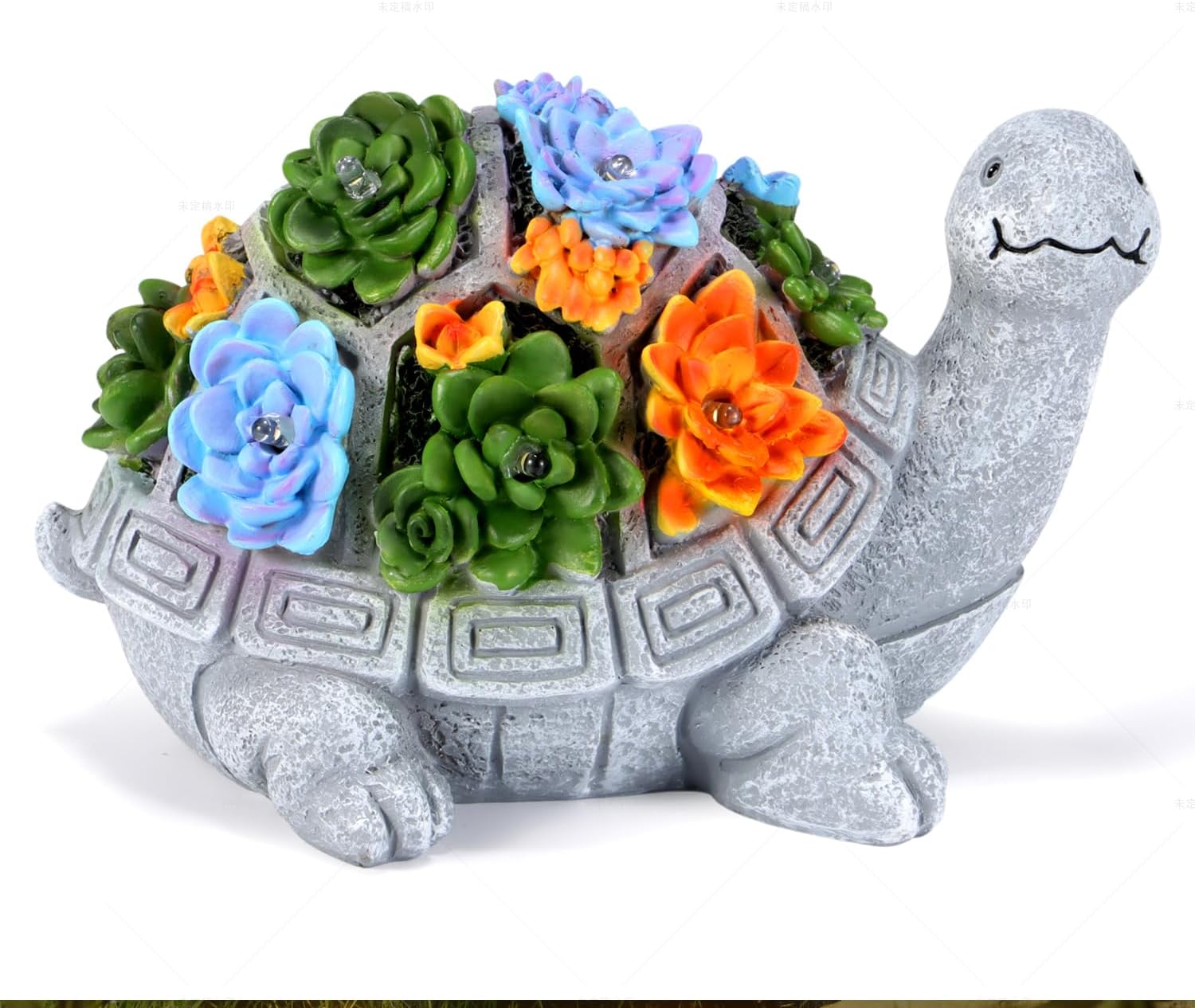 Solar Garden Turtle Statue with LED Lights 7k