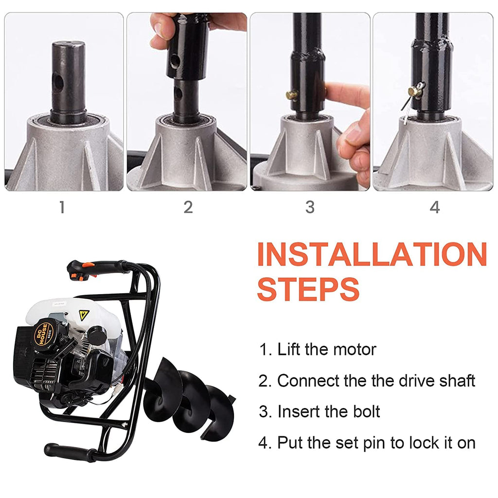 Gas Post Hole Digger with 6" & 10" Auger Bits 7k
