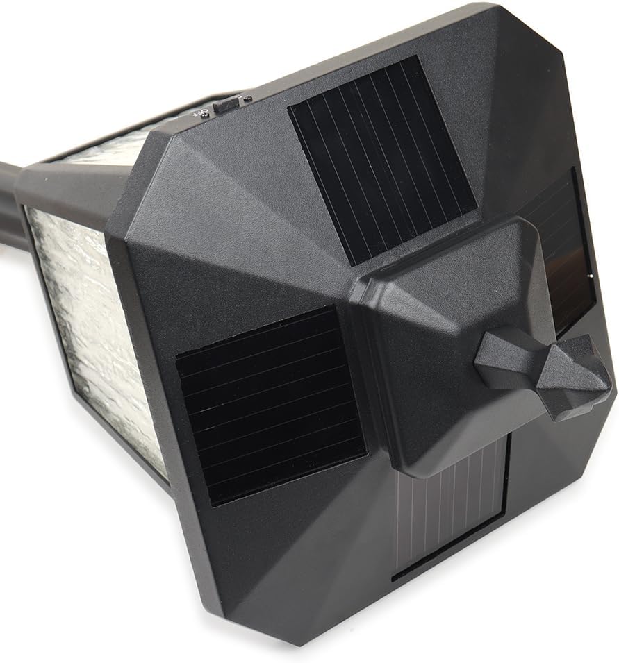 Solar Lamp Post Light with Planter, Aluminum, Warm White LED, Matte Black k7