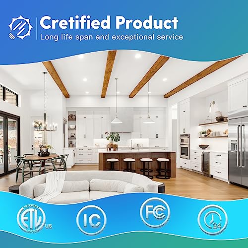 6 Pack 6 Inch Ultra-Thin LED Recessed Ceiling Light, Dimmable Canless Wafer Downlight 7k