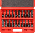 C&T 20 Piece 1/2 Drive Master Impact Hex Driver Set, SAE Metric Hex Head Impact Driver Bit Set 1/4 - 3/4, 6mm - 19mm, Cr-Mo Steel Drive Allen Bit Socket Set with Dual Size Markings and Storage Case