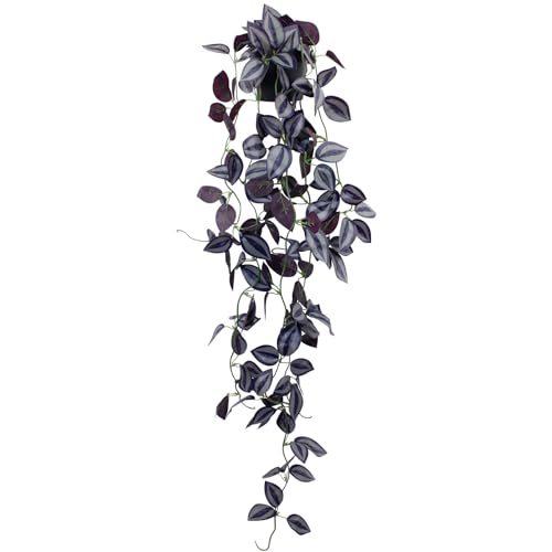 2Pcs Small Fake Hanging Plant, 37.7 in Artificial Potted Plant Faux Ivy Vine Plant Hanging Plant Pothos for Shelf Home Office Indoor Outdoor Garden Greenery Decor (Black Pot)