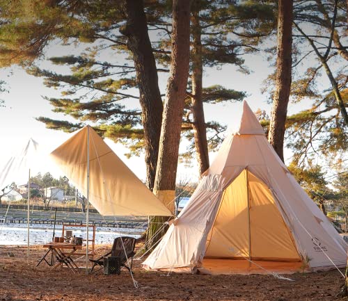 Canvas Bell Tent with Stove Jack, 4 Season Camping for 3-6 Person A7