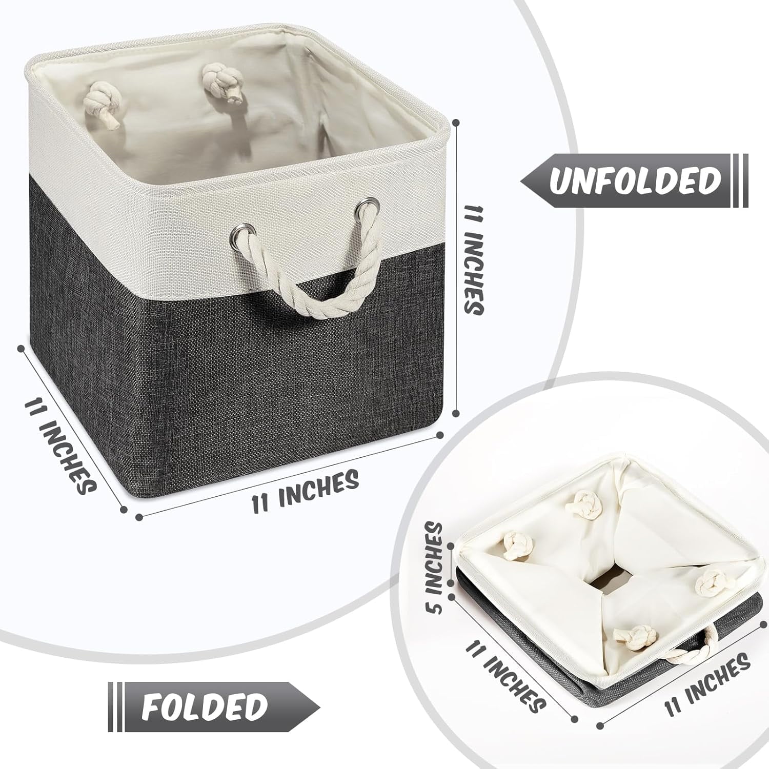 11x11 Inch Fabric Cube Storage Bins Foldable with Handles 7k