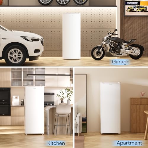 Upright Freezer Convertible Refrigerator, 5 Adjustable Shelves, Garage Ready A7